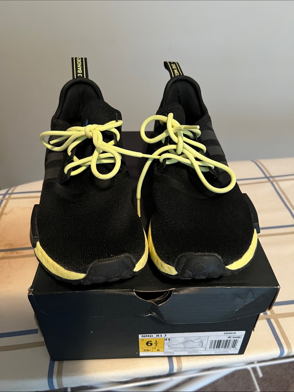 adidas Black Sneakers with Neon Yellow Accents